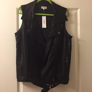 Black Leather Moto Vest